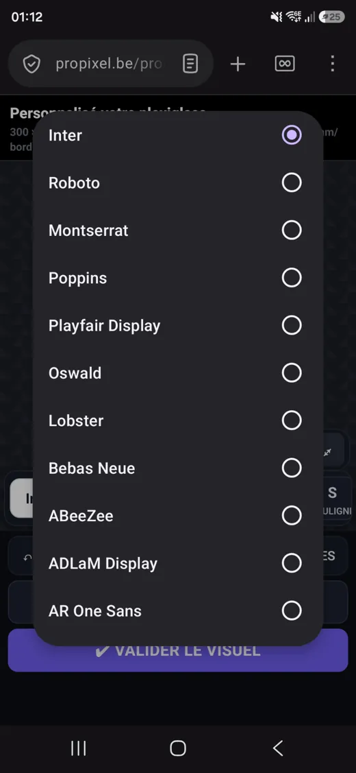 Choix de la police sur smartphone.