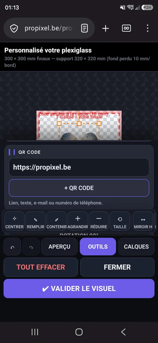 Saisie de l’adresse et génération sur smartphone.
