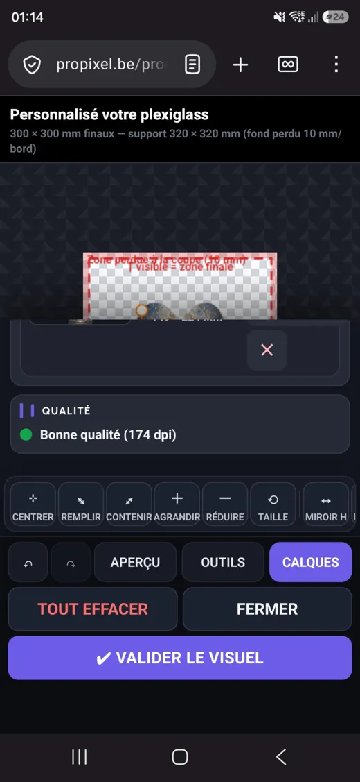 Indicateur de qualité sur smartphone.