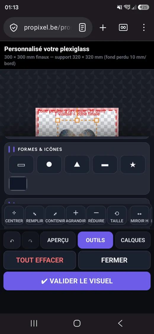 Formes disponibles sur smartphone.