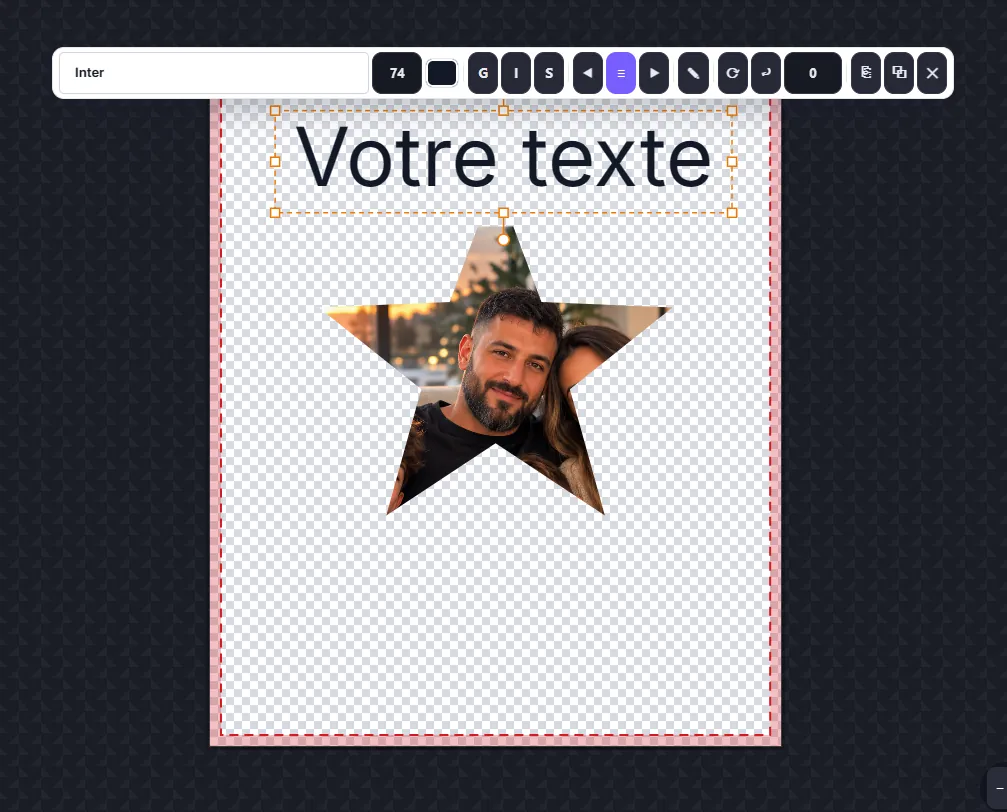Texte sélectionné avec sa barre de mise en forme.