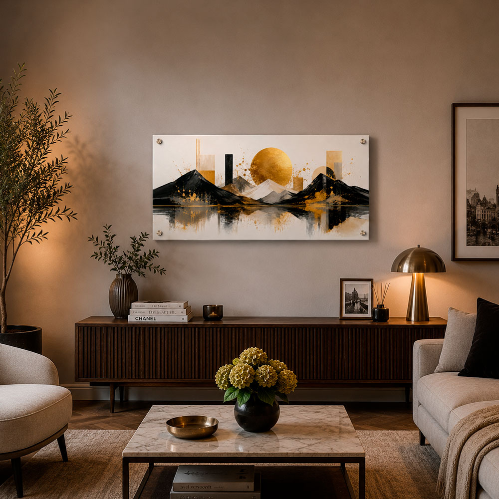 Tableau Horizontal Plexiglas – Abstrait Soleil couchant Tableau Horizontal Plexiglas – Abstrait Soleil couchant – Image 1
