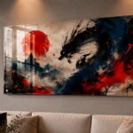 Tableau Horizontal Plexiglas – Dragon Feu & Cendre-gros plan