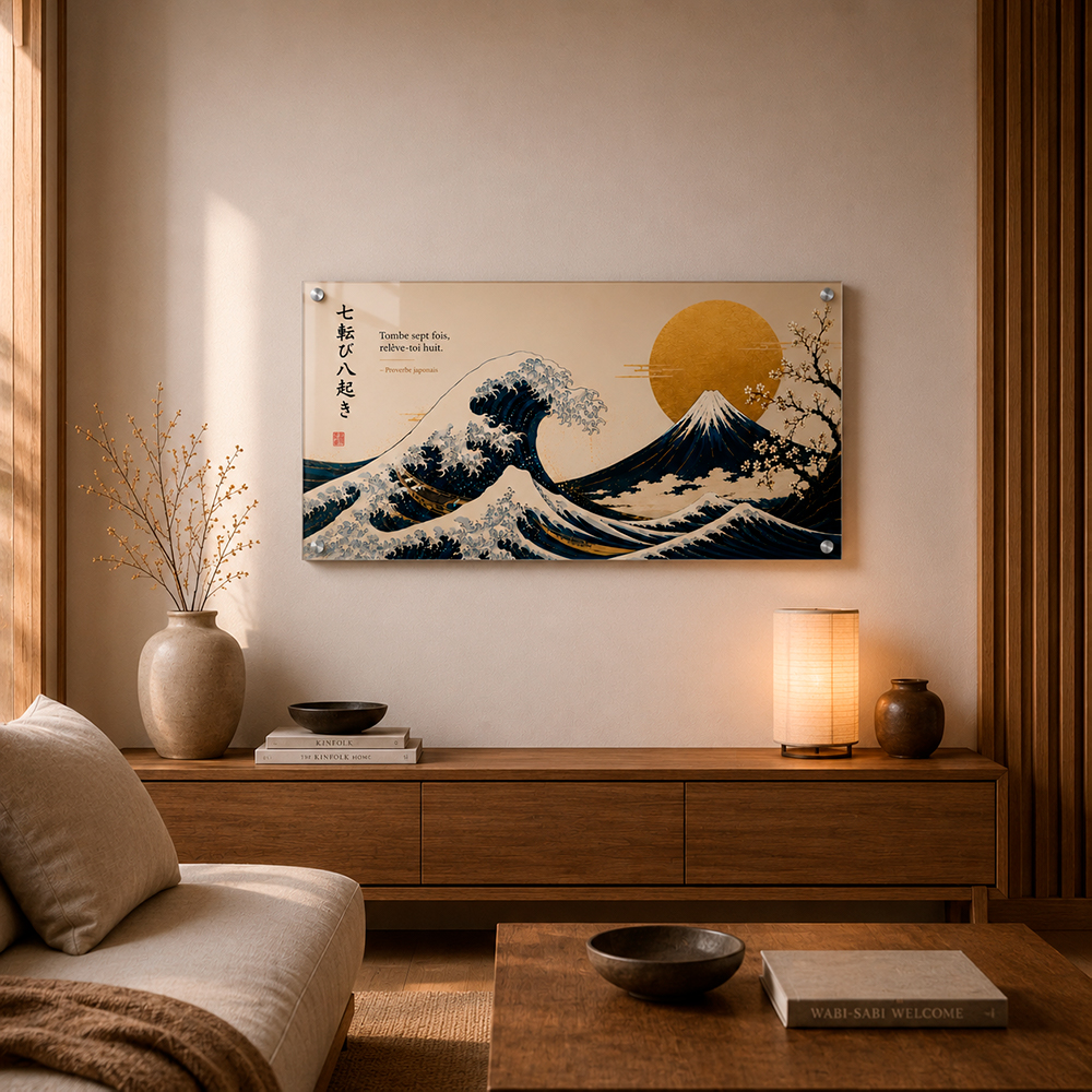 Tableau Japonais Plexiglas – Mont Fuji & Grande Vague.png Tableau Mont Fuji & Grande Vague