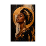 Tableau Vertical Plexiglas – Portrait Africain Élégance Dorée white background