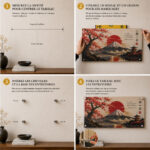 Guide d'installation d'un tableau japonais en plexiglas avec entretoises
