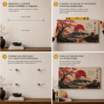 Guide d'installation d'un tableau japonais en plexiglas avec entretoises