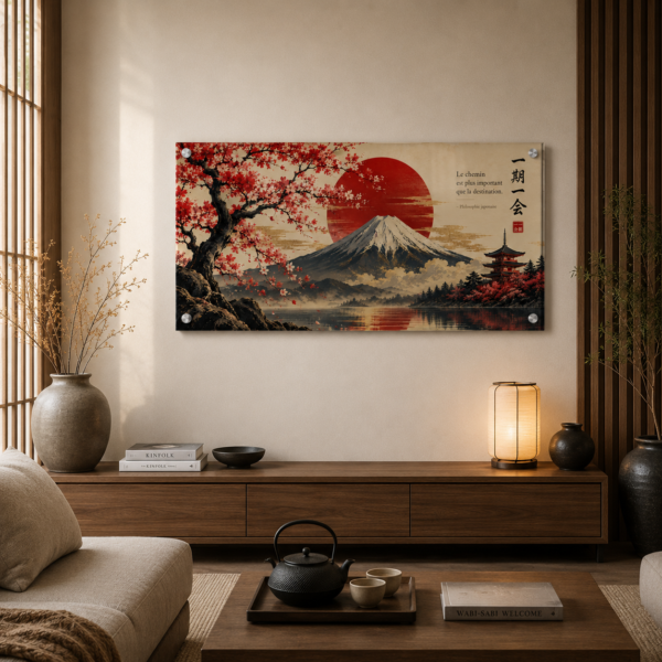 Tableau japonais en plexiglas 5 mm avec entretoises argentées