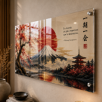 Tableau japonais en plexiglas 5 mm avec entretoises argentées